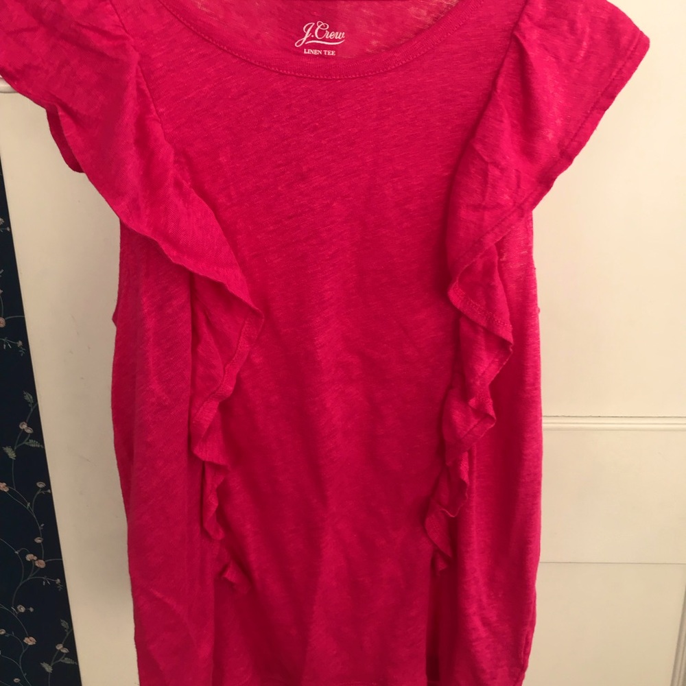 J.Crew small bright pink linen top.